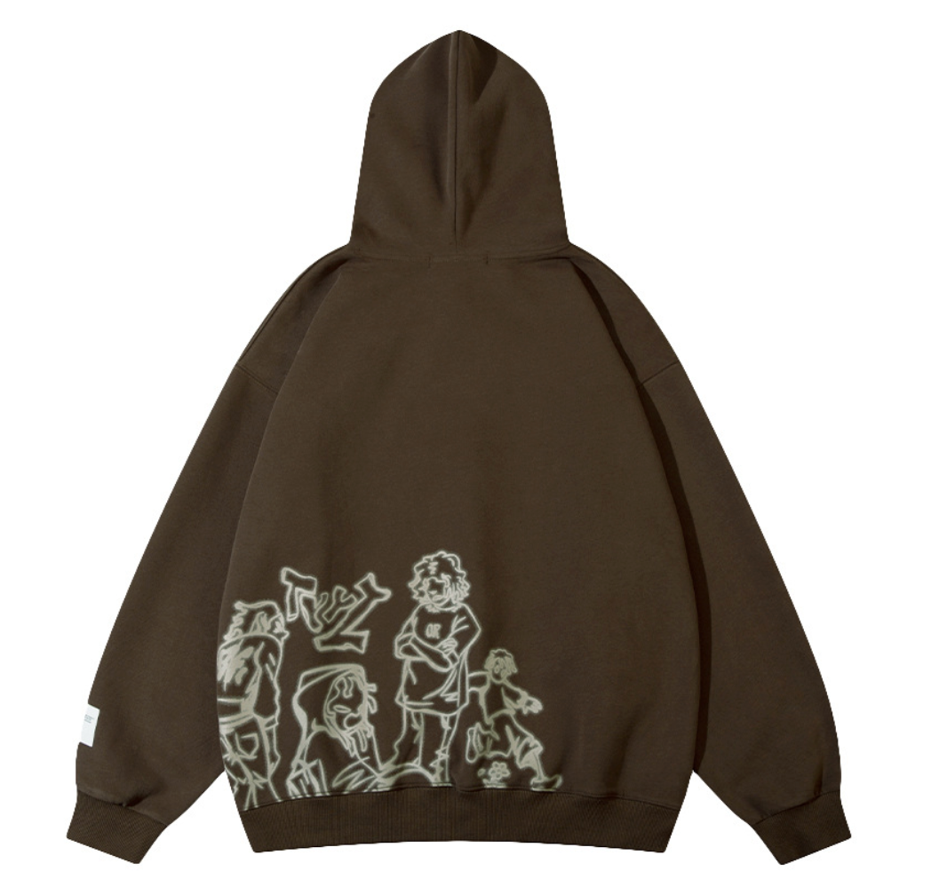 Sketchy Cartoon Print Hoodie