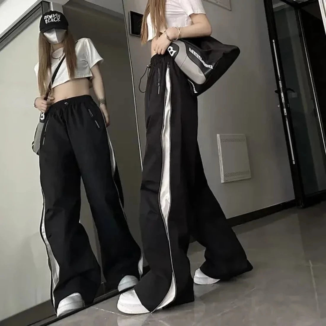 Y2K Techwear Parachute Track Pants