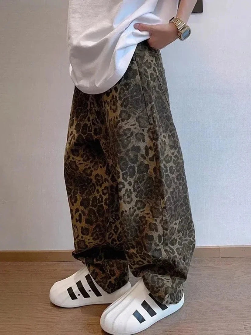 Oversized Leopard Jeans Men