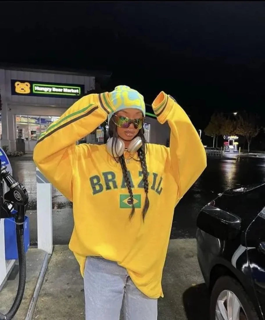 Y2k Brazil Flag Hoodie