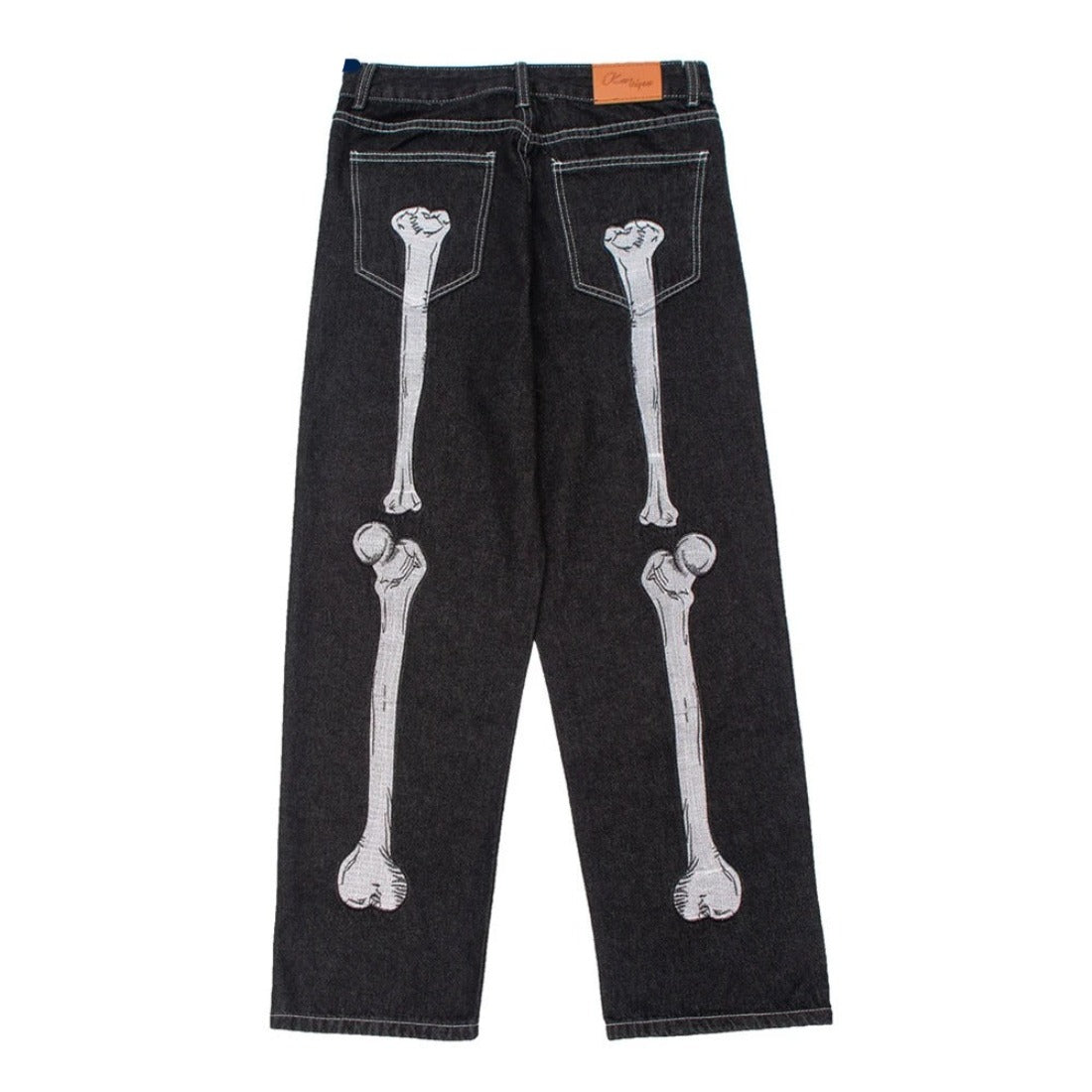 Skeleton Hand Denim Pants